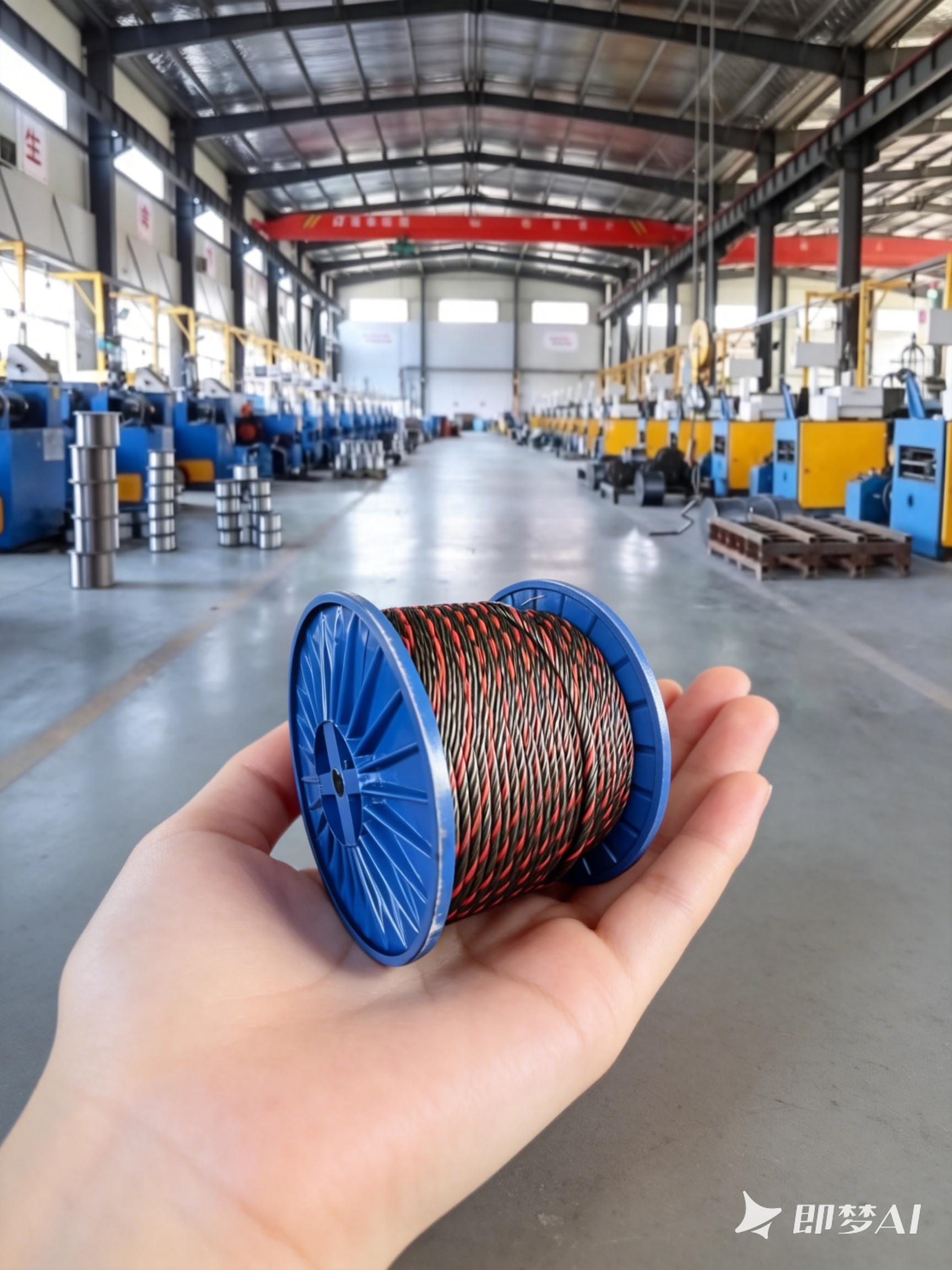wire rope jimeng-2026-08-12-5008-请在参考图的基础上修改两处_ 第一处_画面前景伸入一只真实自然的女生手,掌心朝上....png